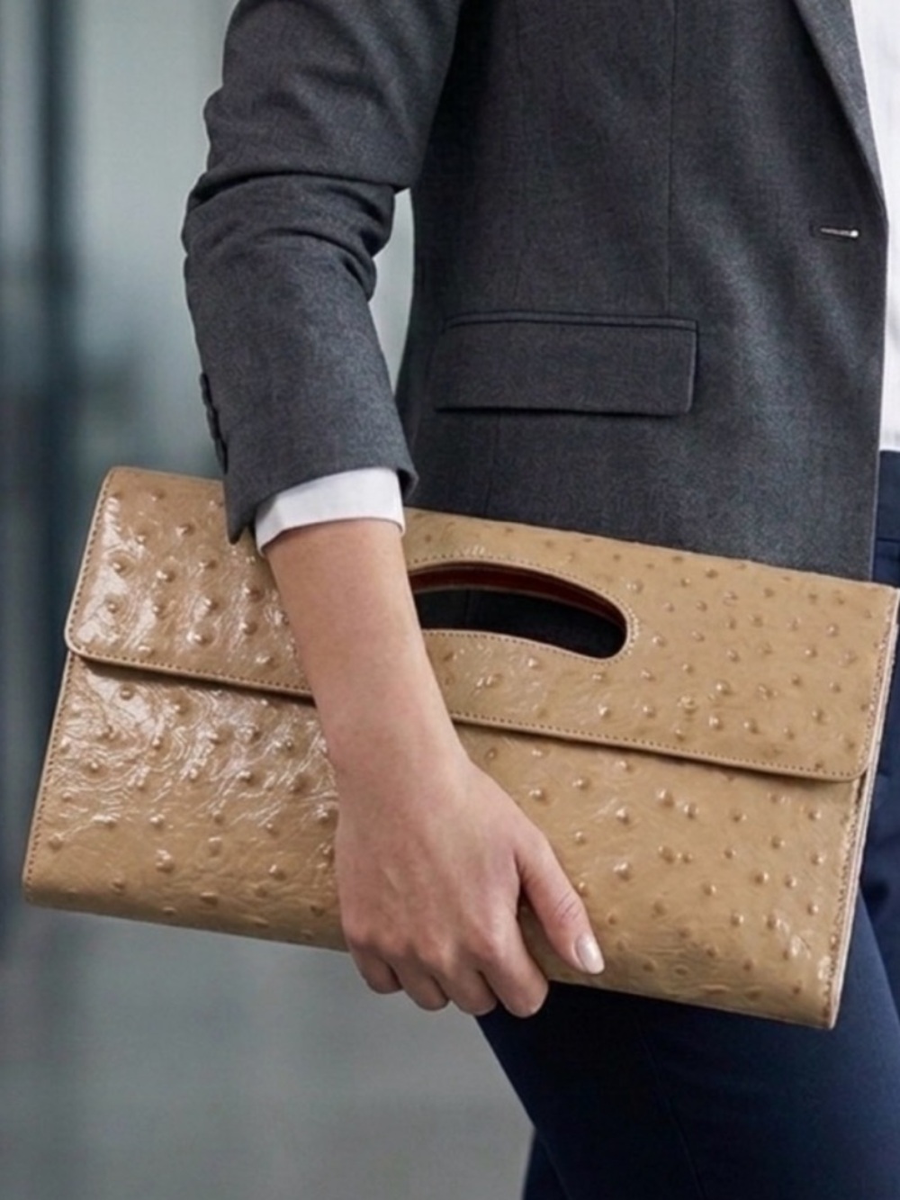 Hobo International Leather Ostrich Clutch